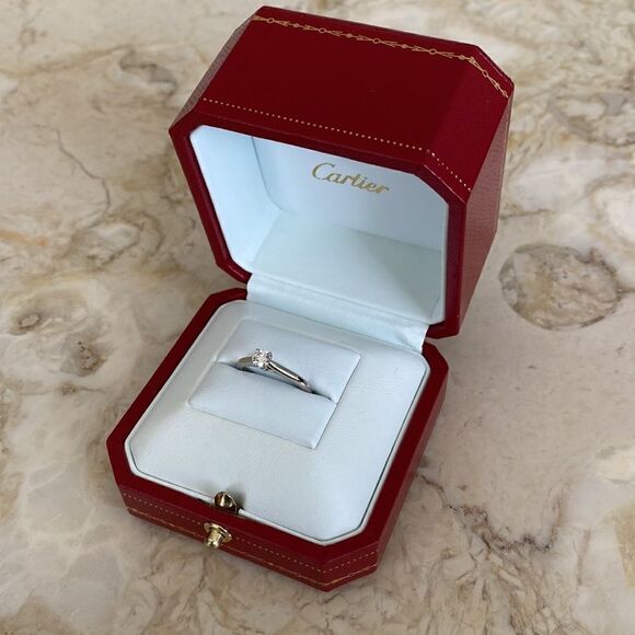 Cartier 1895 Solitaire Engagement Ring .25 Carat Platinum With Case & GIA Report - Picture 5 of 15